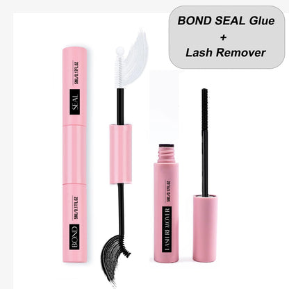 Lash Cluster Glue Bond and Seal Kit with Lash Glue Remover and Tweezers and Lash Brush for Lash Extension Clusters Makeup Tool,